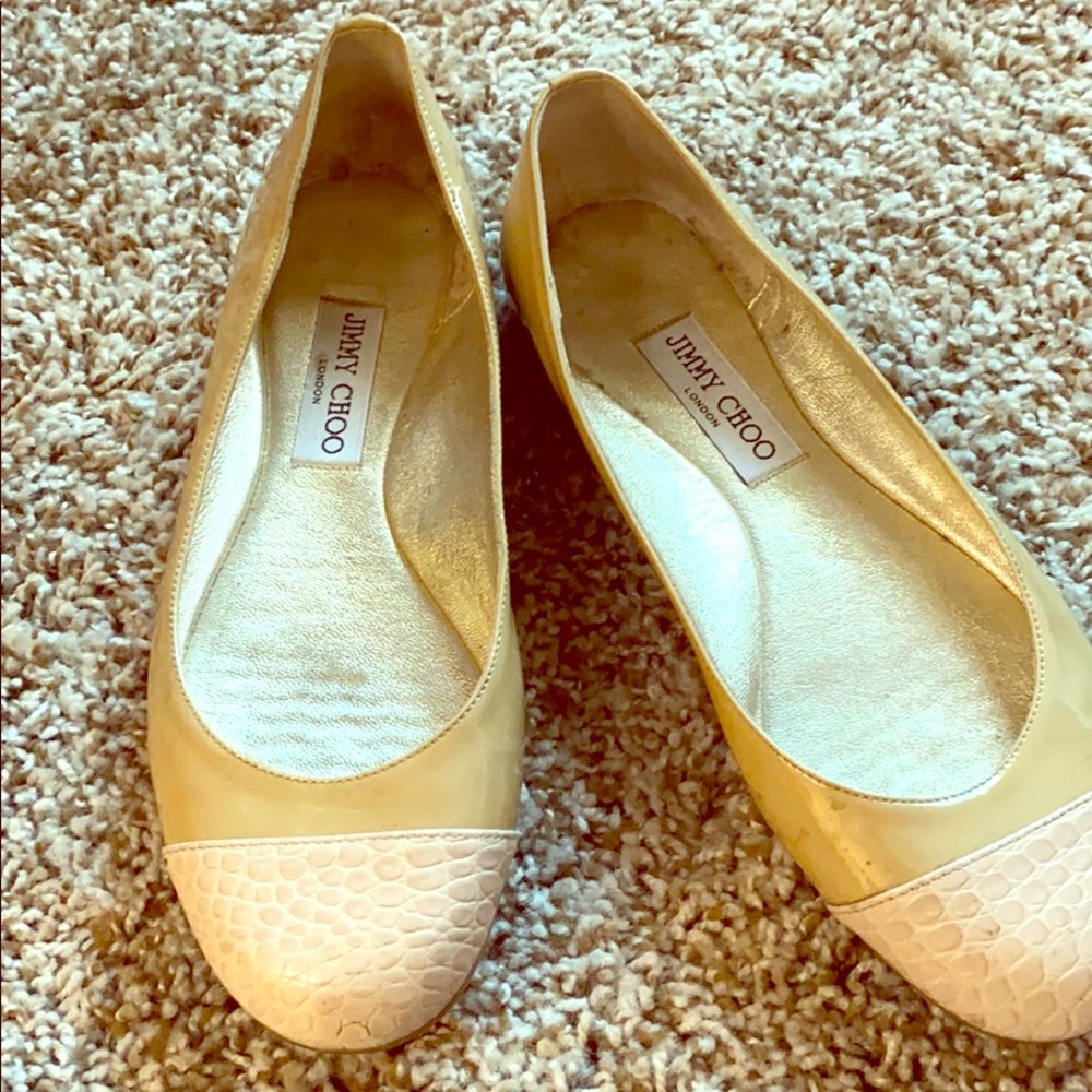 Jimmy Choo size 8.5 tan Italian flats